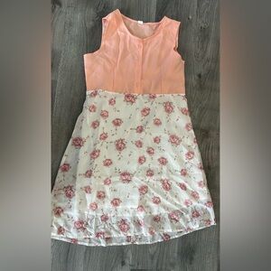 FREE with BUNDLE Medium Sleeveless Peach Top with Pink Rose Midi Dress